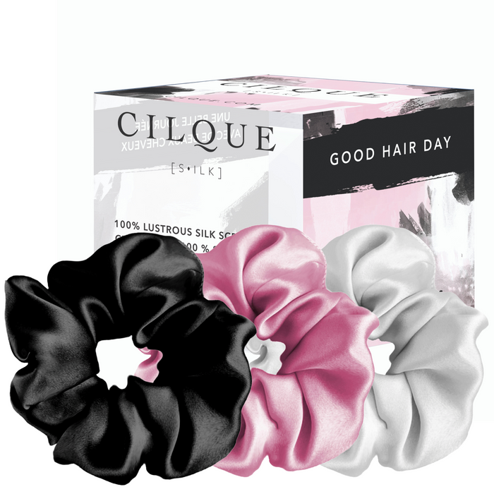 CILQUE large mulberry silk scrunchies, 3 pack