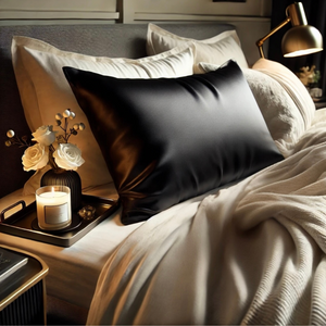 Black - Lustrous Silk Pillowcase - King