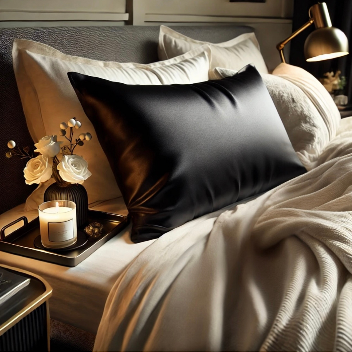 CILQUE Black silk pillowcase