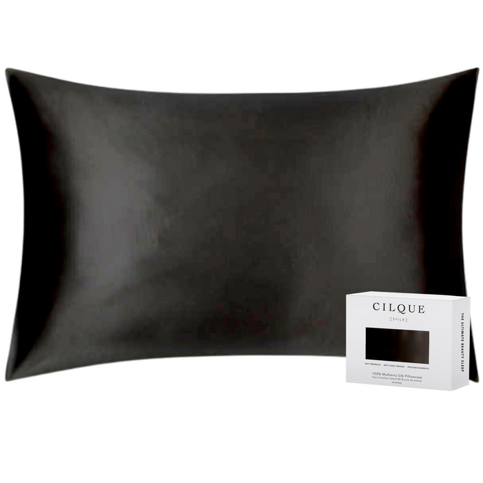 Black - Lustrous Silk Pillowcase - King