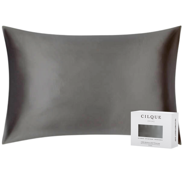 Lustrous Silk Pillowcase, Charcoal / King