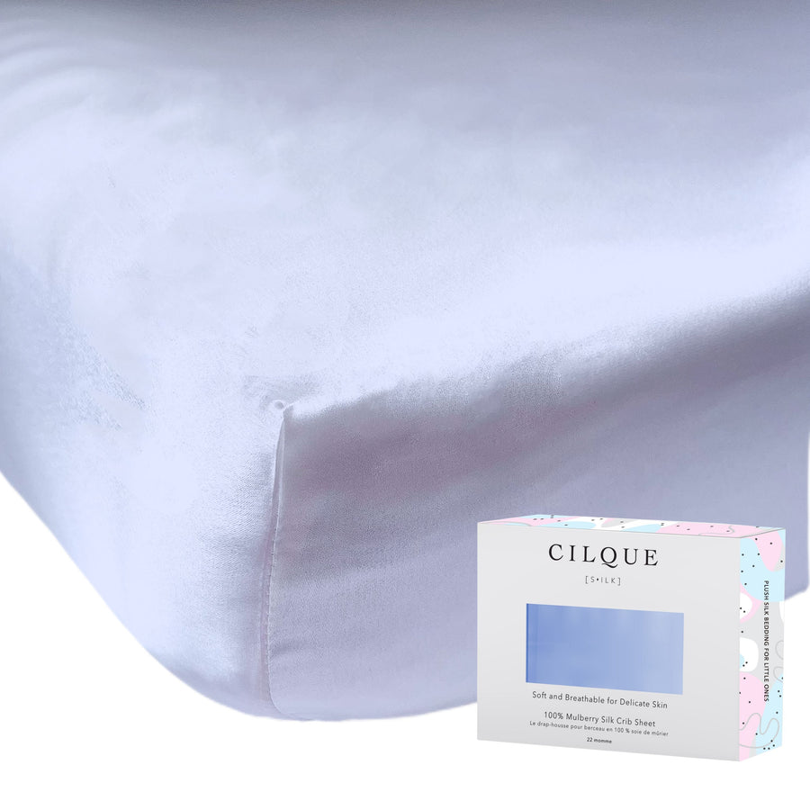 CILQUE Blue silk crib sheet