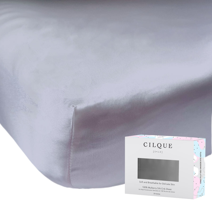 CILQUE Grey silk crib sheet